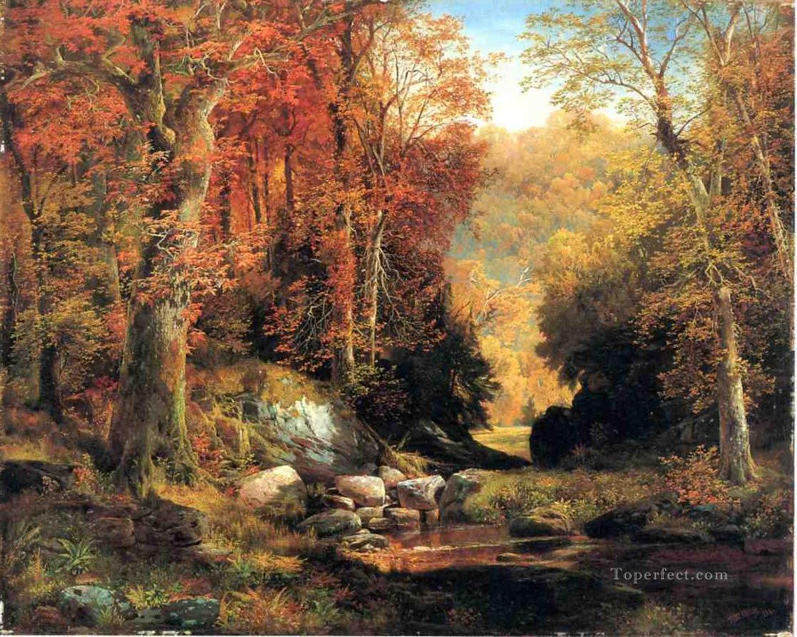 Cresheim Glen Wissahickon Autumn landscape Thomas Moran woods forest Oil Paintings